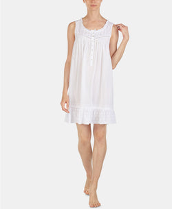 Eileen West Heart Design Woven Jacquard Cotton Chemise Nightgown in White thumbnail 2
