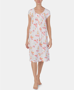 Eileen West Lace Trim Knit Waltz Length Modal Nightgown in Floral thumbnail 2