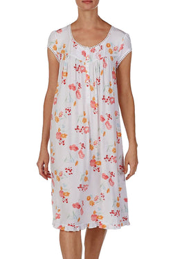 Eileen West Lace Trim Knit Waltz Length Modal Nightgown in Floral thumbnail 1