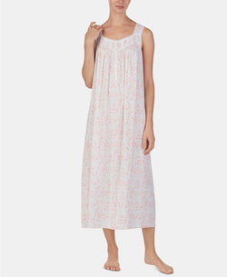 Eileen West Lace Trim Printed Ballet Length Nightgown in White/Multicolor thumbnail 2