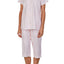 Eileen West Lace Trim Top/Capri Pant Cotton Knit PJ Set in Pink Geo