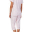 Eileen West Lace Trim Top/Capri Pant Cotton Knit PJ Set in Pink Geo