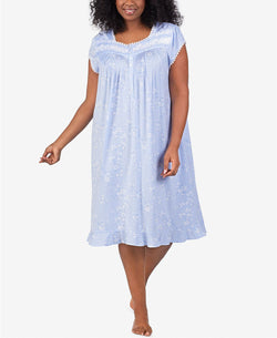 Eileen West PLUS Modal Waltz Nightgown in Light Periwinkle Etched Floral thumbnail 2