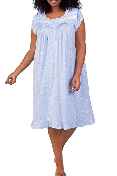 Eileen West PLUS Modal Waltz Nightgown in Light Periwinkle Etched Floral