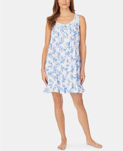Eileen West Pointelle Knit Chemise in Blue Floral thumbnail 2