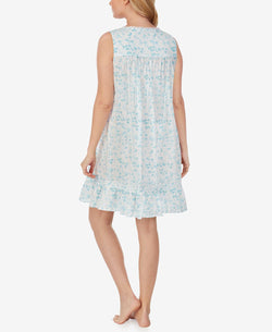 Eileen West Printed Cotton Nightgown Wht Aqua thumbnail 2
