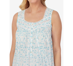 Eileen West Printed Cotton Nightgown Wht Aqua thumbnail 3