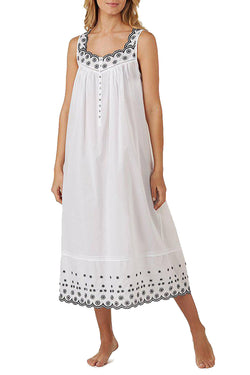 Eileen West White/Black Ballet Sleeveless Nightgown thumbnail 2