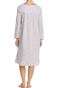 Eileen West White/Red Bud-Printed Long-Sleeve Waltz Nightgown thumbnail 2