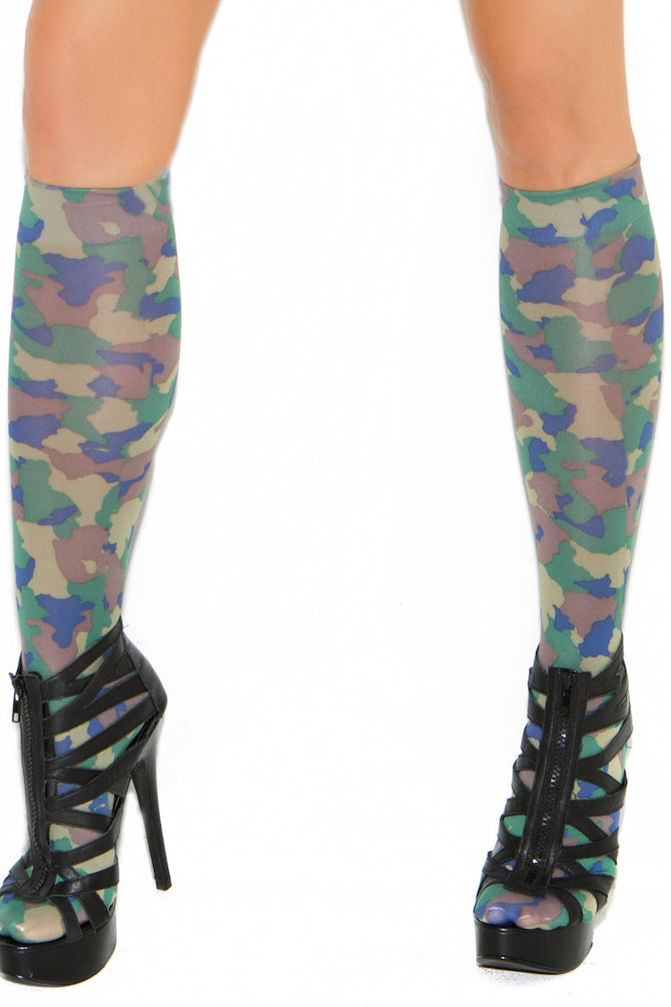Elegant Moments 3pc Camouflage Cami, Booty Short & Knee-High Set