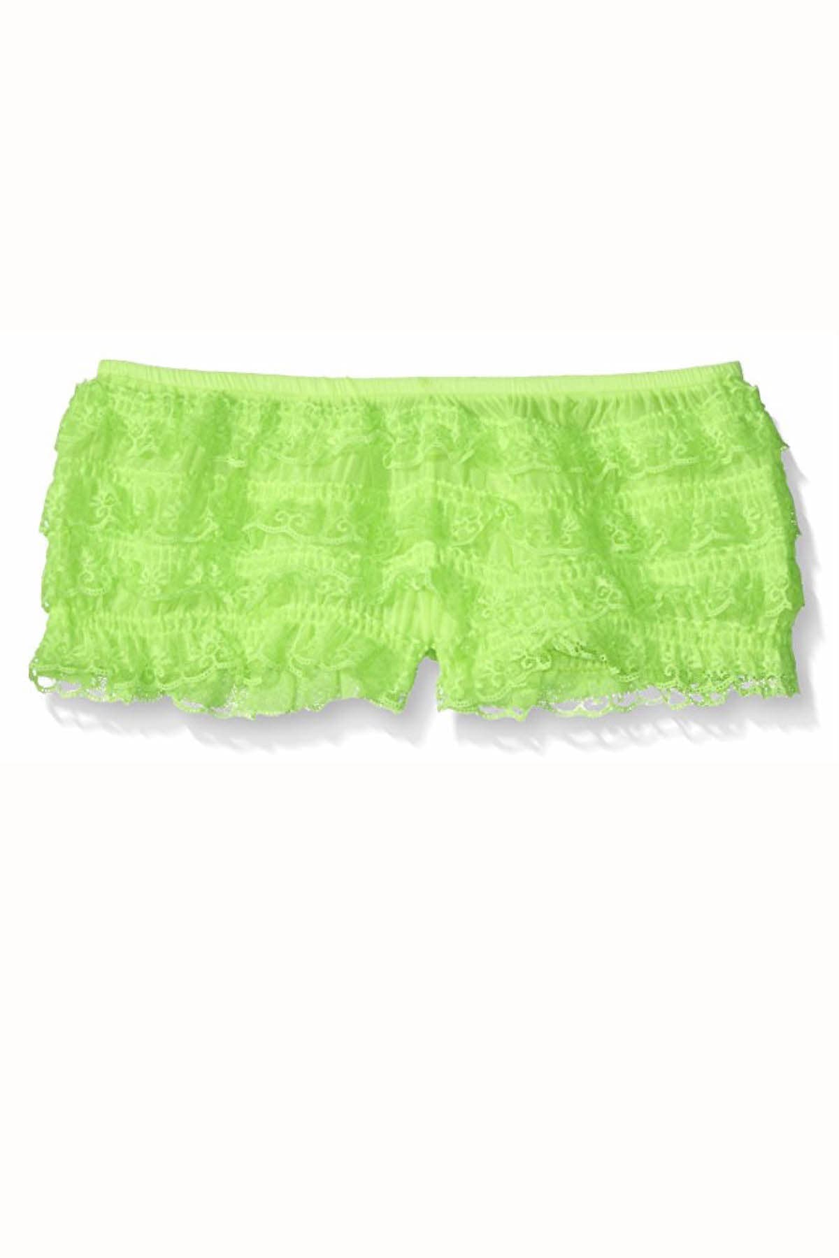 Elegant Moments Neon Green Lace Ruffle Booty Short