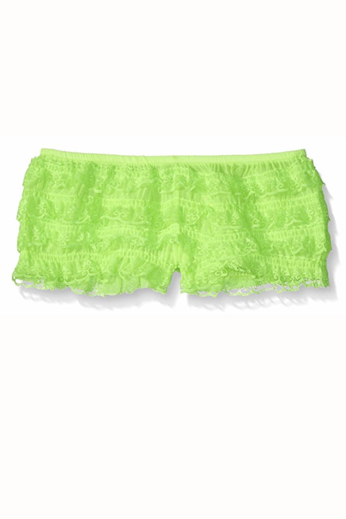 Elegant Moments Neon Green Lace Ruffle Booty Short