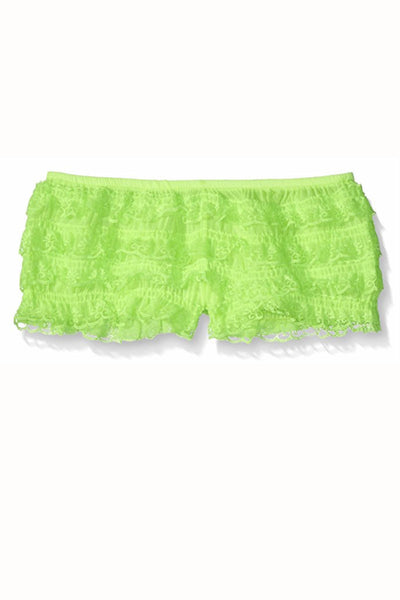 Elegant Moments Neon Green Lace Ruffle Booty Short