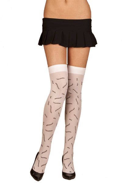 Elegant Moments Thigh High Stitches Print Socks
