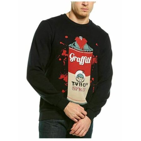 Eleven Paris Mens Black Logo Graphic Crew Neck Sweater Black