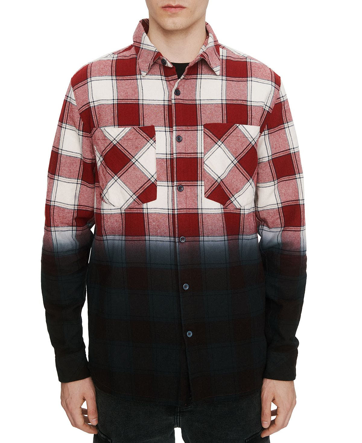 Eleven Paris Plaid Dip-dye Shirt Rhubarb