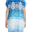 Ellen Tracy Crochet Trim Keyhole Caftan in White/Blue