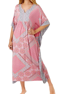 Ellen Tracy PLUS Pink/Contrast-Trim Caftan thumbnail 3