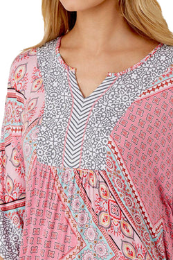 Ellen Tracy PLUS Pink/Contrast-Trim Caftan thumbnail 4