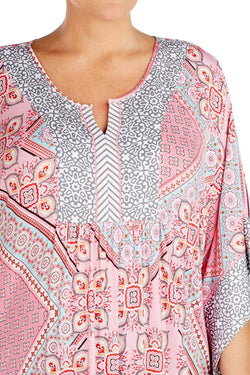 Ellen Tracy PLUS Pink/Contrast-Trim Caftan thumbnail 2