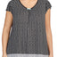 Ellen Tracy PLUS Printed Ruffle Sleeve Top in Black/Turquoise