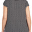 Ellen Tracy PLUS Printed Ruffle Sleeve Top in Black/Turquoise