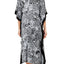 Ellen Tracy Zip Front Printed Caftan in White Grid