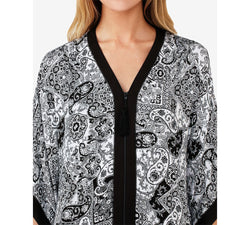 Ellen Tracy Zip-front Printed Caftan White Grid thumbnail 2