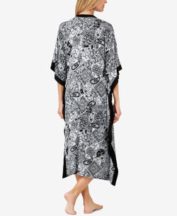 Ellen Tracy Zip-front Printed Caftan White Grid thumbnail 3