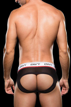 Envy Black Logo Elastic Low-Rise Mesh Jock Brief thumbnail 3