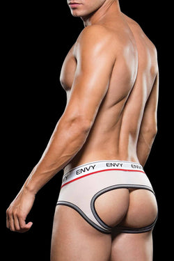 Envy White Logo Elastic Low Rise Mesh Brief thumbnail 2