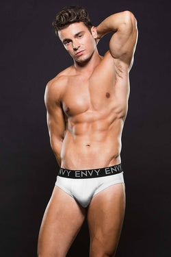 Envy White Microfiber Logo Elastic Low Rise Brief thumbnail 1