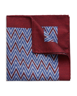 Eton Bordered Chevron Pocket Square Burgundy/Blue thumbnail 1