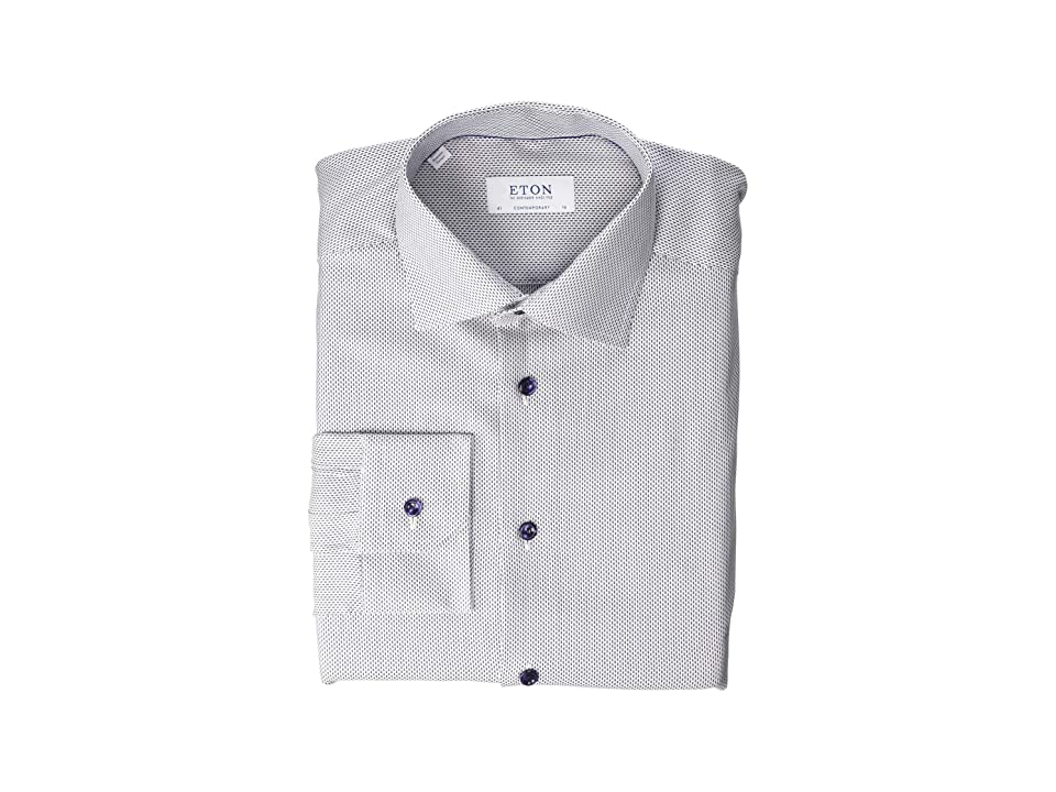 Eton Contemporary Fit Textured Solid Dress Shirt Blue