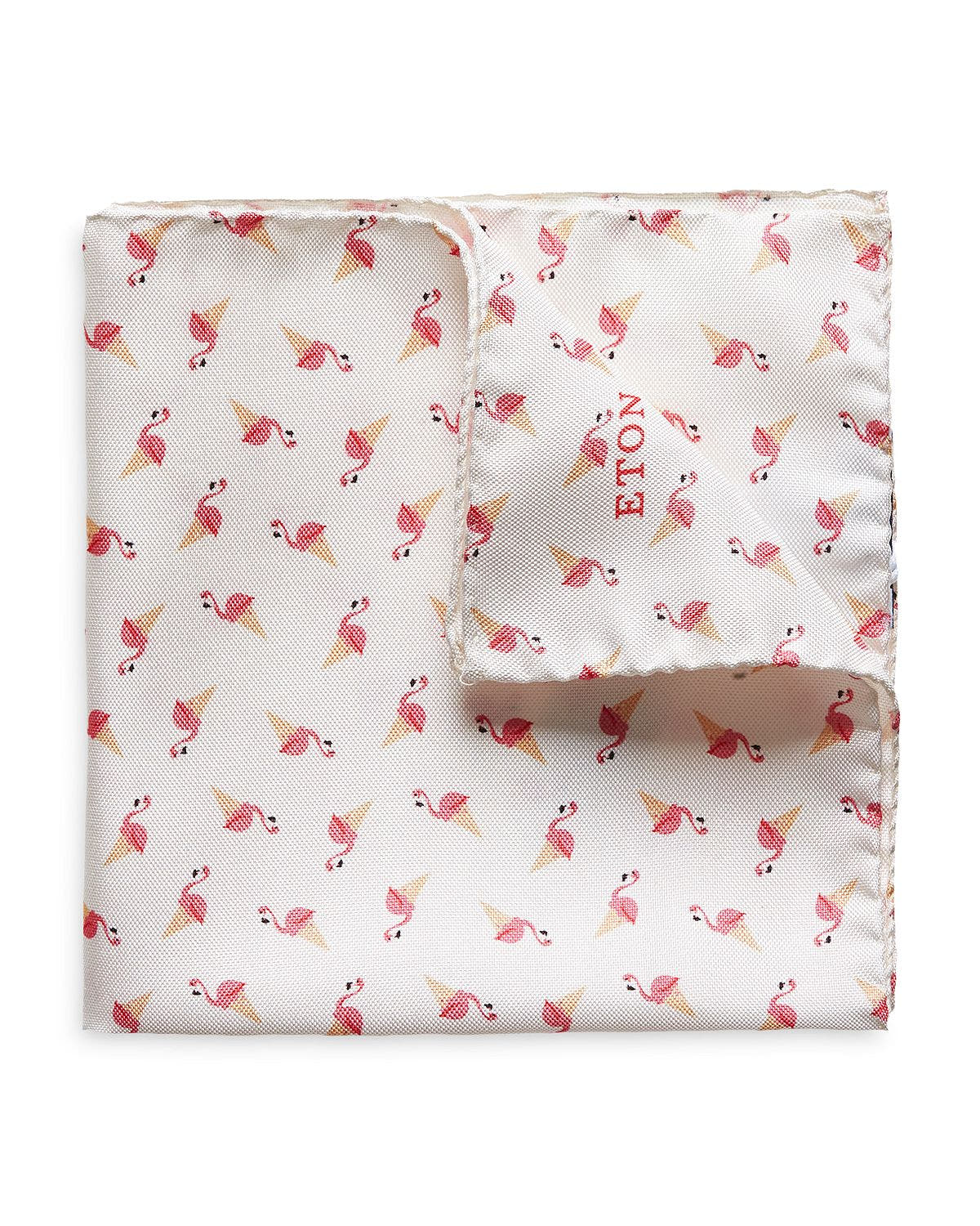 Eton Flamingo Ice Cream Cone Pocket Square Pink