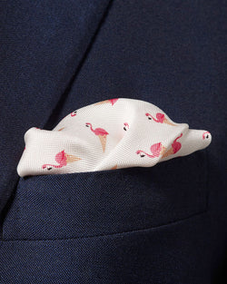 Eton Flamingo Ice Cream Cone Pocket Square Pink thumbnail 2