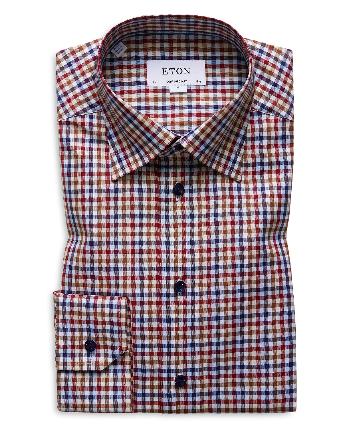 Eton Houndstooth-check Slim Fit Dress Shirt Blue