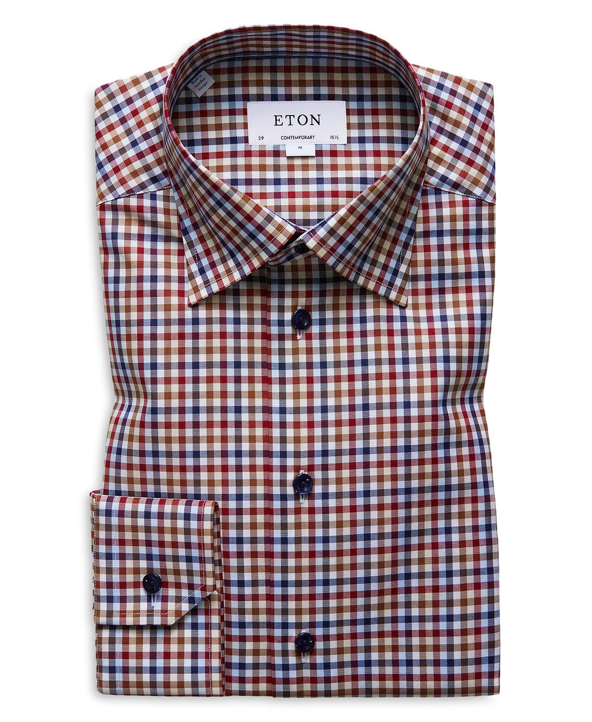 Eton Houndstooth-check Slim Fit Dress Shirt Blue
