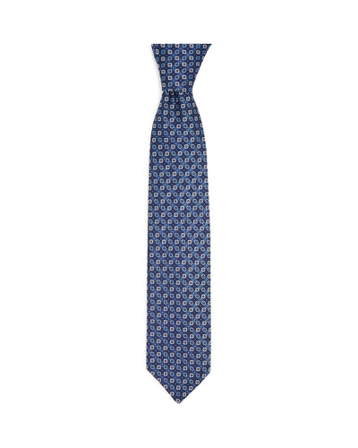 Eton Mini Dot & Square Diamond Grid Silk Classic Tie Blue