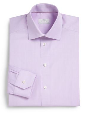 Eton Of Sweden Contemporary-fit Herringbone Dress Shirt Plum