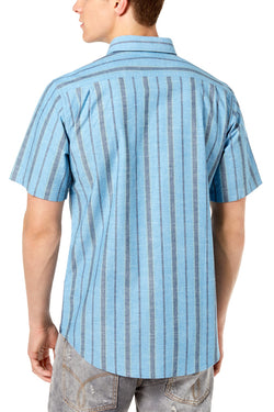 Ezekiel Blue Textured YarnDyed Stripe Halston Pocket Shirt thumbnail 2