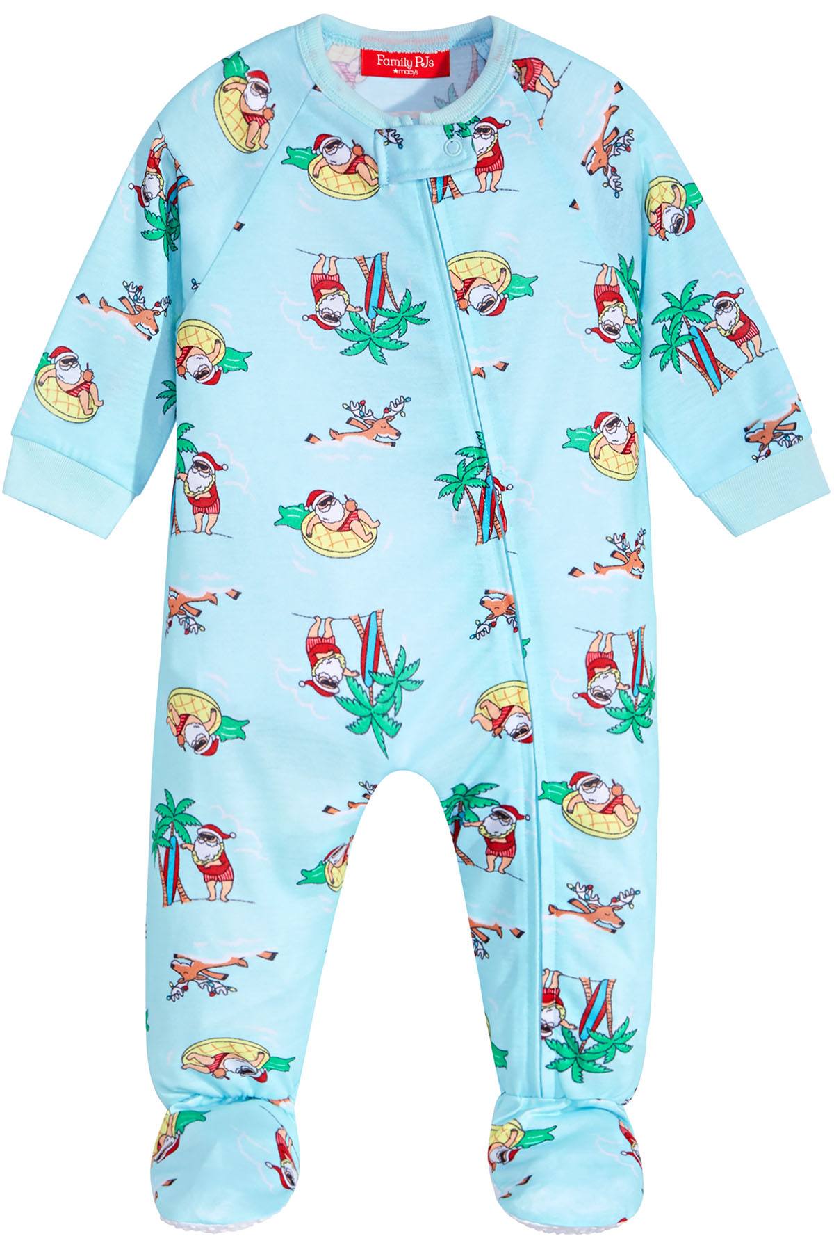 Family PJs BABY Tropical Santa Footed Pajamas