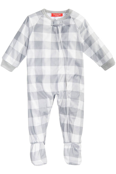 Family PJs BABY White Buffalo Check Baby Bear Footed Pajamas