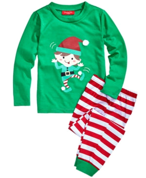 Family PJs Elf Kids Christmas Two-Piece Pajamas Multicolor
