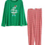 Family PJs Green/Red Striped Elfing Around 2pc Pajama Set
