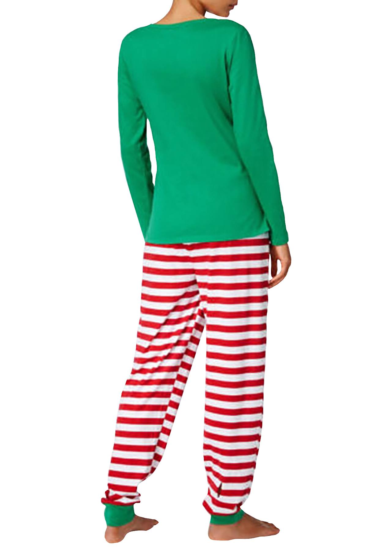 Family PJs Green/Red Striped Elfing Around 2pc Pajama Set