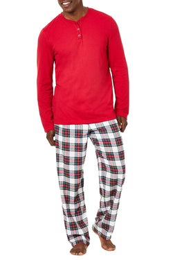 Family PJs Men Holiday Mix It Henley Pajama Set in Stewart Plaid thumbnail 1