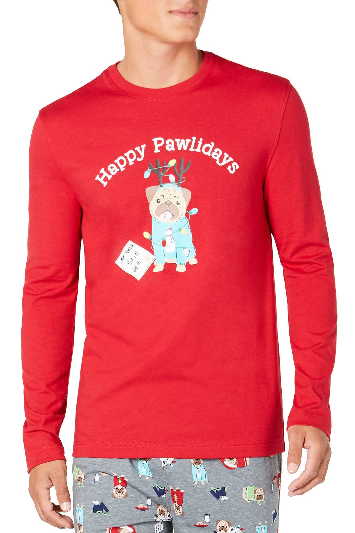 Family PJs Men Holiday Pajama Set in Happy Pawlidays