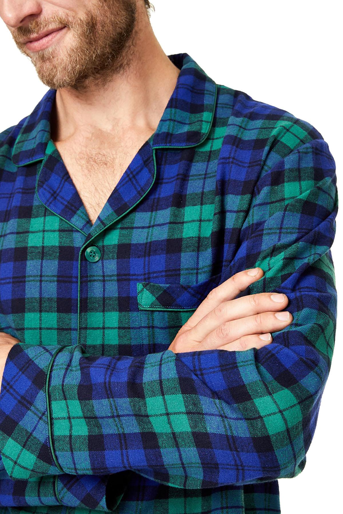 Family PJs Men Holiday Plaid Pajama Set in Black Watch Plaid
