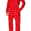 Family PJs Men Hooded Footed Pajama Onesie in Reindeer Red